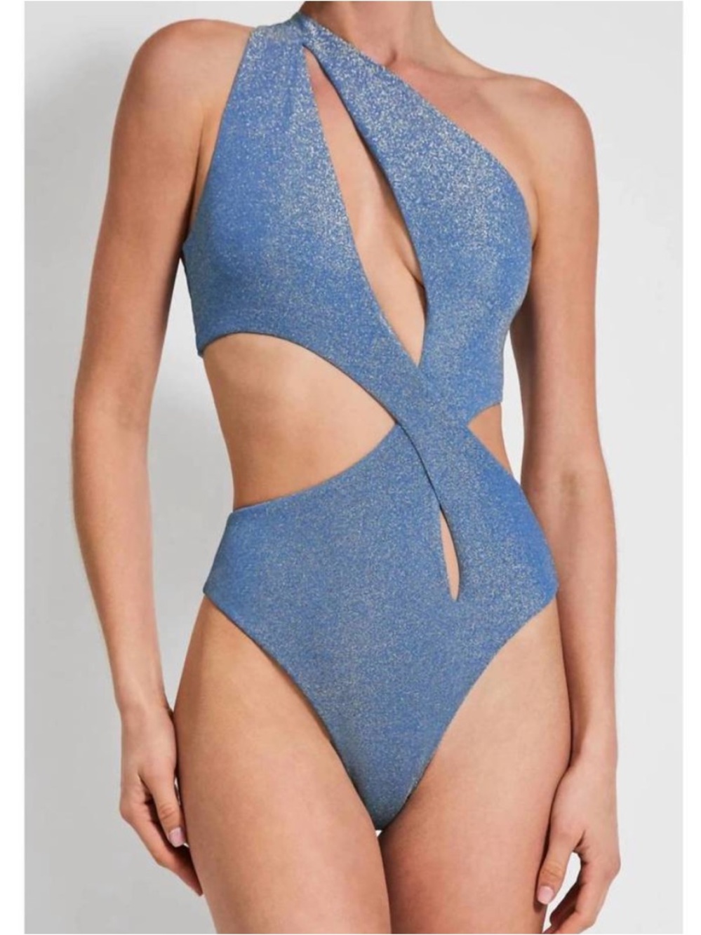 DEVON WINDSOR Sparkling Blue One-Shoulder Cutout One-Piece